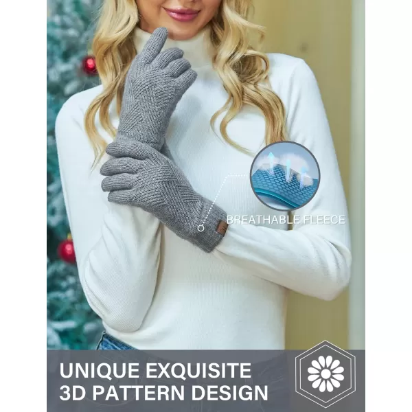 FZ FANTASTIC ZONE Women Winter Warm Knit Touchscreen Gloves Cold Weather with Thermal Fleece LinedDark Grey