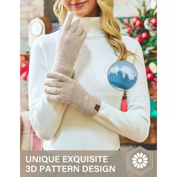 FZ FANTASTIC ZONE Women Winter Warm Knit Touchscreen Gloves Cold Weather with Thermal Fleece LinedKhaki