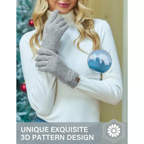 FZ FANTASTIC ZONE Women Winter Warm Knit Touchscreen Gloves Cold Weather with Thermal Fleece LinedLight Grey