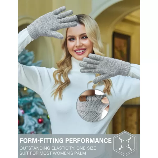 FZ FANTASTIC ZONE Women Winter Warm Knit Touchscreen Gloves Cold Weather with Thermal Fleece LinedLight Grey