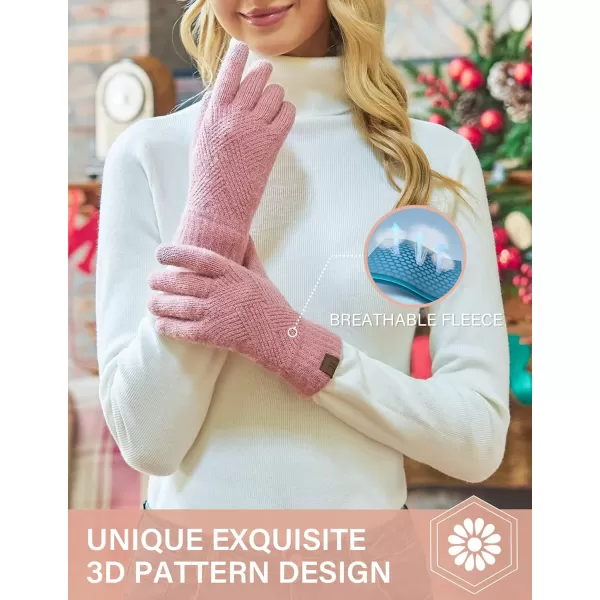 FZ FANTASTIC ZONE Women Winter Warm Knit Touchscreen Gloves Cold Weather with Thermal Fleece LinedPink