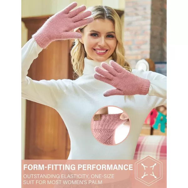 FZ FANTASTIC ZONE Women Winter Warm Knit Touchscreen Gloves Cold Weather with Thermal Fleece LinedPink