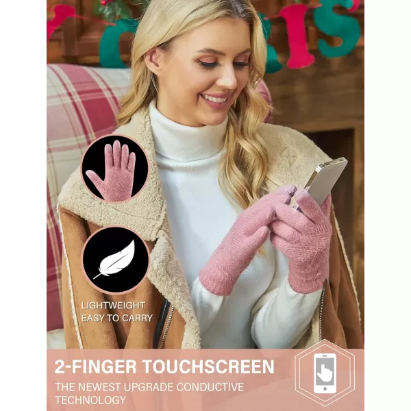 FZ FANTASTIC ZONE Women Winter Warm Knit Touchscreen Gloves Cold Weather with Thermal Fleece LinedPink