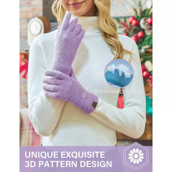 FZ FANTASTIC ZONE Women Winter Warm Knit Touchscreen Gloves Cold Weather with Thermal Fleece LinedPurple