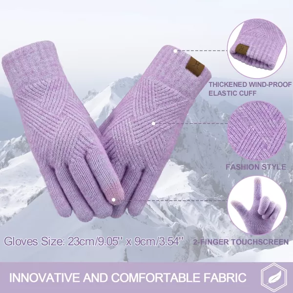 FZ FANTASTIC ZONE Women Winter Warm Knit Touchscreen Gloves Cold Weather with Thermal Fleece LinedPurple