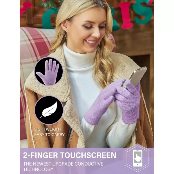 FZ FANTASTIC ZONE Women Winter Warm Knit Touchscreen Gloves Cold Weather with Thermal Fleece LinedPurple