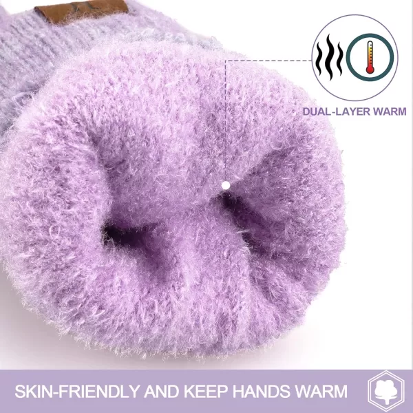 FZ FANTASTIC ZONE Women Winter Warm Knit Touchscreen Gloves Cold Weather with Thermal Fleece LinedPurple