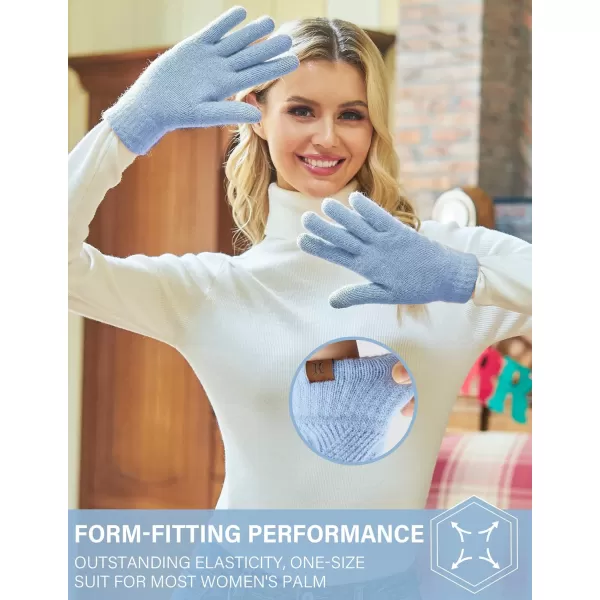 FZ FANTASTIC ZONE Women Winter Warm Knit Touchscreen Gloves Cold Weather with Thermal Fleece LinedSky Blue