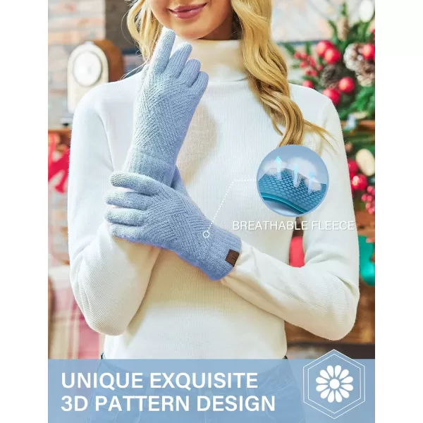 FZ FANTASTIC ZONE Women Winter Warm Knit Touchscreen Gloves Cold Weather with Thermal Fleece LinedSky Blue