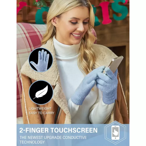 FZ FANTASTIC ZONE Women Winter Warm Knit Touchscreen Gloves Cold Weather with Thermal Fleece LinedSky Blue