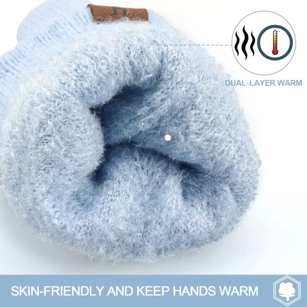 FZ FANTASTIC ZONE Women Winter Warm Knit Touchscreen Gloves Cold Weather with Thermal Fleece LinedSky Blue