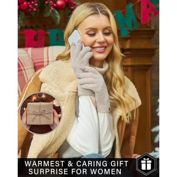 FZ FANTASTIC ZONE Womens Winter Touchscreen Gloves for Cold Weather Chenille Warm Knit GlovesBeige