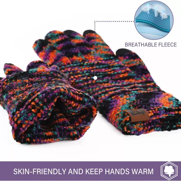 FZ FANTASTIC ZONE Womens Winter Touchscreen Gloves for Cold Weather Chenille Warm Knit GlovesBlackBluePurple