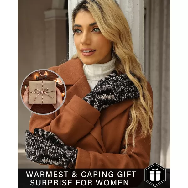 FZ FANTASTIC ZONE Womens Winter Touchscreen Gloves for Cold Weather Chenille Warm Knit GlovesBlackGreyBeige