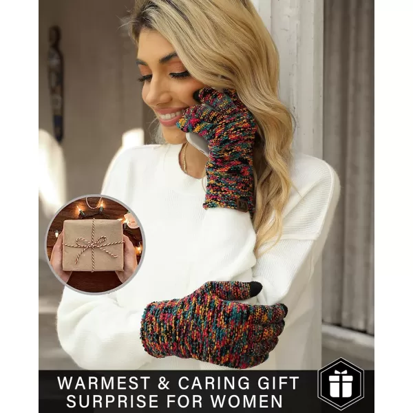 FZ FANTASTIC ZONE Womens Winter Touchscreen Gloves for Cold Weather Chenille Warm Knit GlovesBlackRedYellow