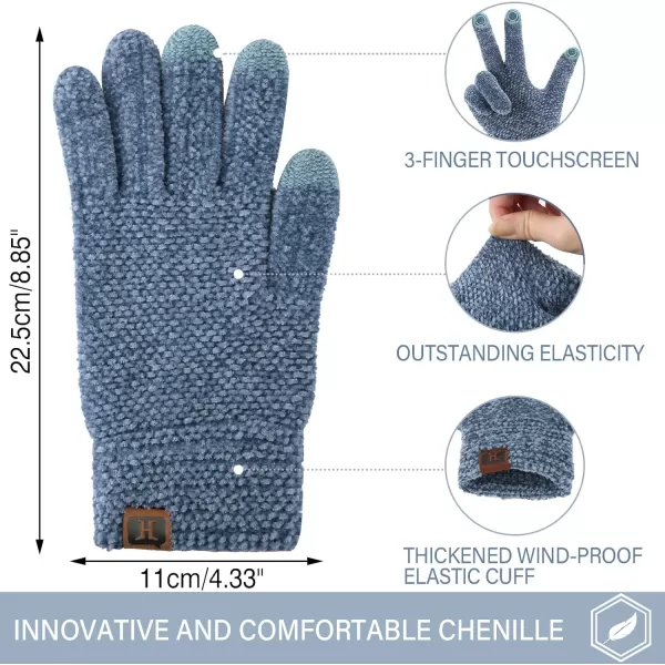 FZ FANTASTIC ZONE Womens Winter Touchscreen Gloves for Cold Weather Chenille Warm Knit GlovesBlue