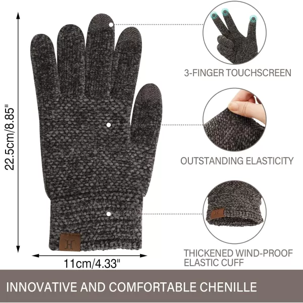 FZ FANTASTIC ZONE Womens Winter Touchscreen Gloves for Cold Weather Chenille Warm Knit GlovesDark Coffee
