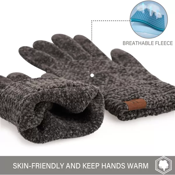 FZ FANTASTIC ZONE Womens Winter Touchscreen Gloves for Cold Weather Chenille Warm Knit GlovesDark Coffee