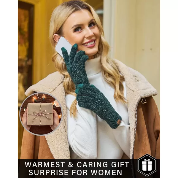 FZ FANTASTIC ZONE Womens Winter Touchscreen Gloves for Cold Weather Chenille Warm Knit GlovesDark Green