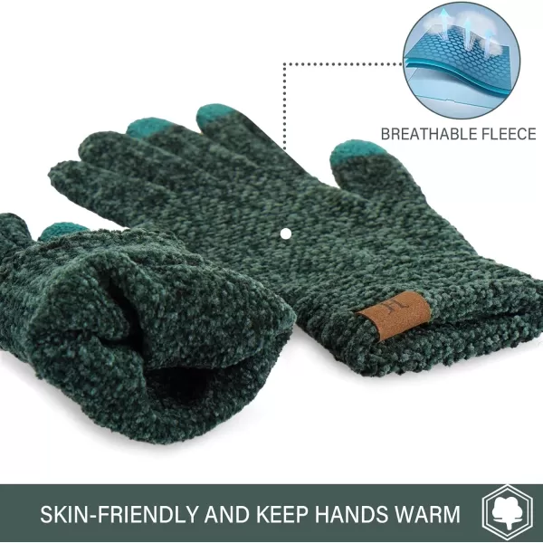 FZ FANTASTIC ZONE Womens Winter Touchscreen Gloves for Cold Weather Chenille Warm Knit GlovesDark Green