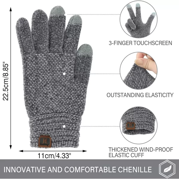 FZ FANTASTIC ZONE Womens Winter Touchscreen Gloves for Cold Weather Chenille Warm Knit GlovesDark Grey