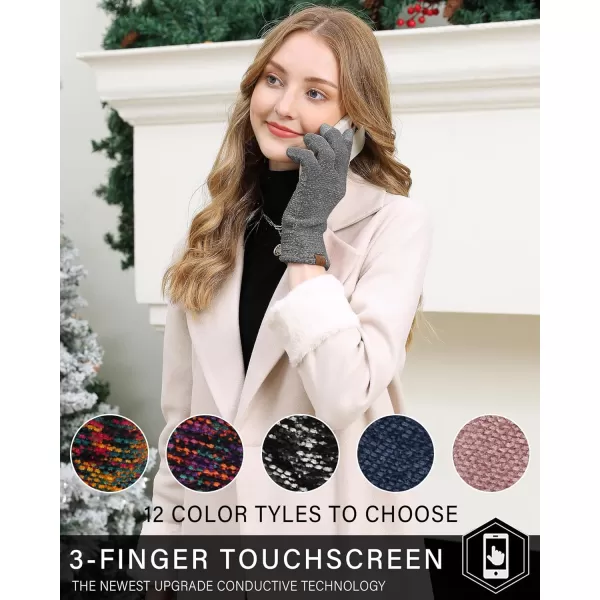 FZ FANTASTIC ZONE Womens Winter Touchscreen Gloves for Cold Weather Chenille Warm Knit GlovesDark Grey