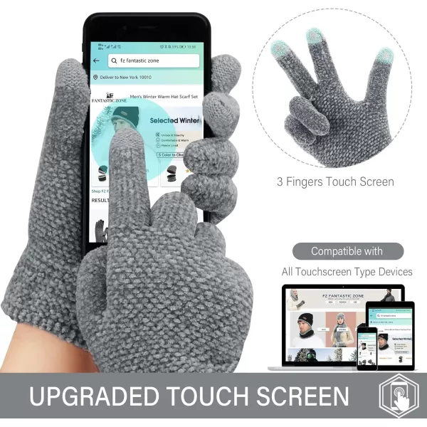 FZ FANTASTIC ZONE Womens Winter Touchscreen Gloves for Cold Weather Chenille Warm Knit GlovesDark Grey