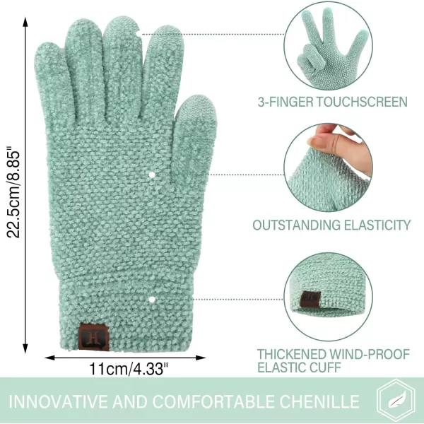 FZ FANTASTIC ZONE Womens Winter Touchscreen Gloves for Cold Weather Chenille Warm Knit GlovesMint Green