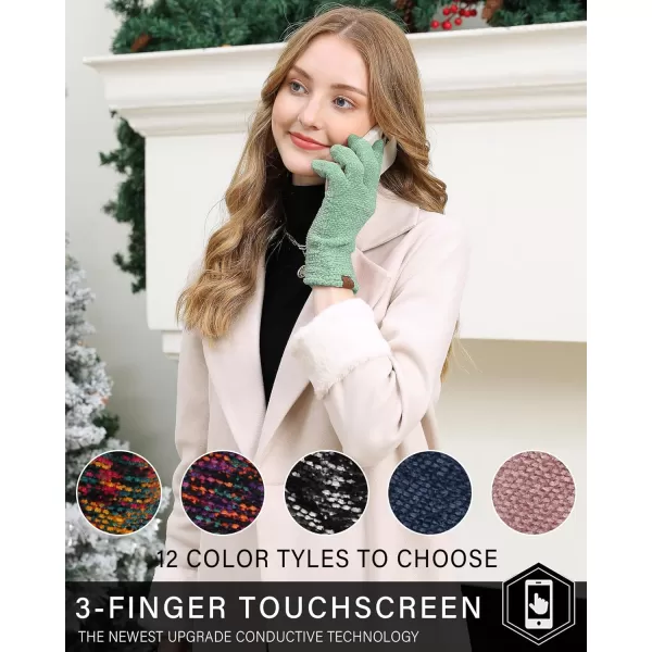 FZ FANTASTIC ZONE Womens Winter Touchscreen Gloves for Cold Weather Chenille Warm Knit GlovesMint Green