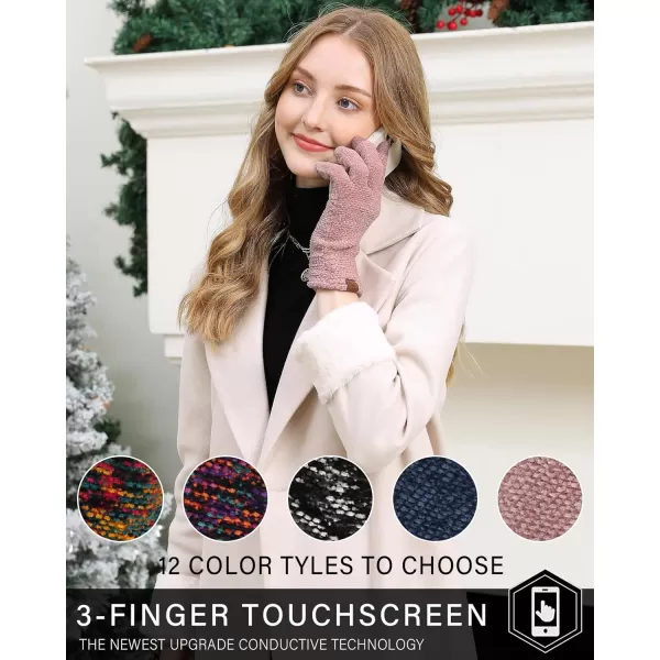 FZ FANTASTIC ZONE Womens Winter Touchscreen Gloves for Cold Weather Chenille Warm Knit GlovesPink