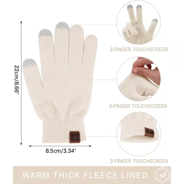 FZ FANTASTIC ZONE Womens Winter Touchscreen Wool Magic Gloves Warm Knit Fleece Lined for WomenBeige