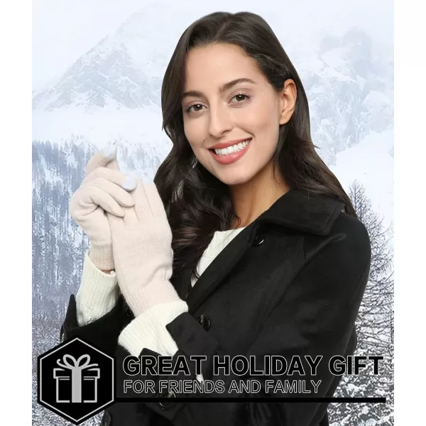 FZ FANTASTIC ZONE Womens Winter Touchscreen Wool Magic Gloves Warm Knit Fleece Lined for WomenBeige