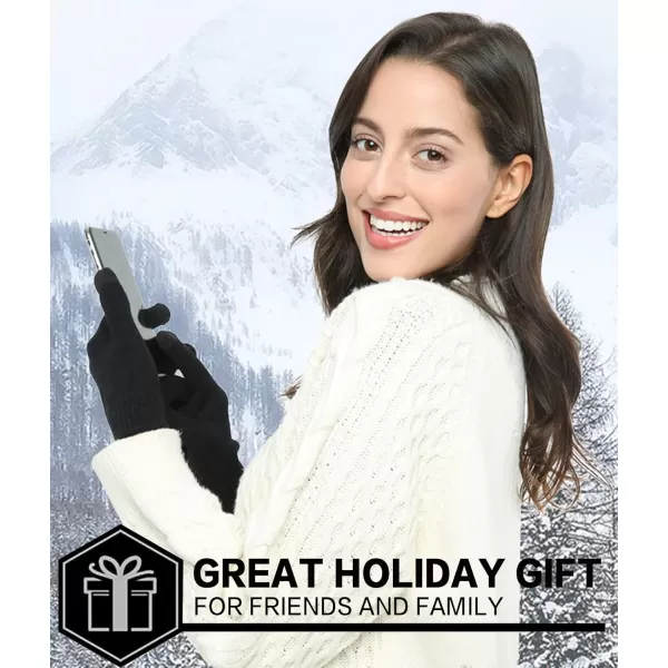 FZ FANTASTIC ZONE Womens Winter Touchscreen Wool Magic Gloves Warm Knit Fleece Lined for WomenBlack