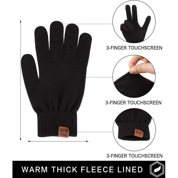 FZ FANTASTIC ZONE Womens Winter Touchscreen Wool Magic Gloves Warm Knit Fleece Lined for WomenBlack