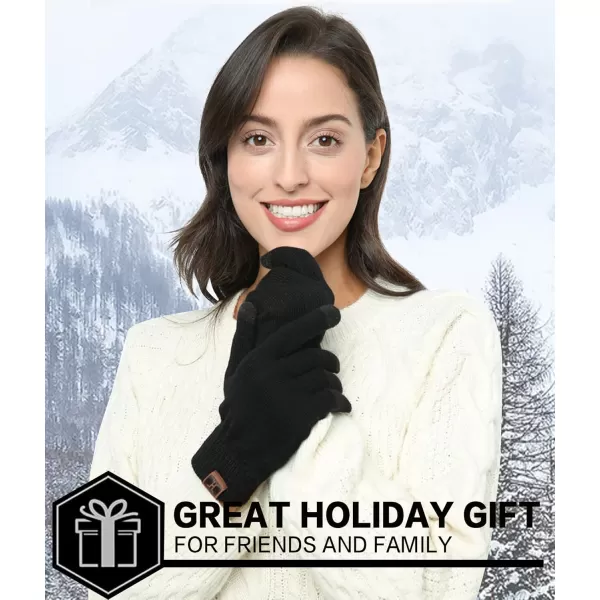 FZ FANTASTIC ZONE Womens Winter Touchscreen Wool Magic Gloves Warm Knit Fleece Lined for WomenBlack