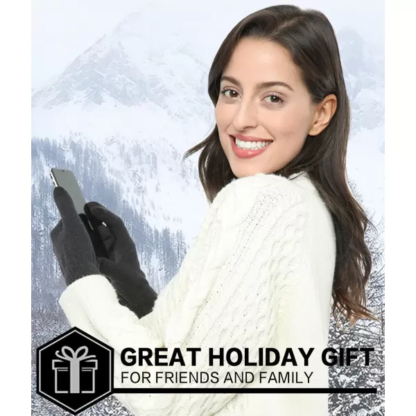 FZ FANTASTIC ZONE Womens Winter Touchscreen Wool Magic Gloves Warm Knit Fleece Lined for WomenDark Grey1