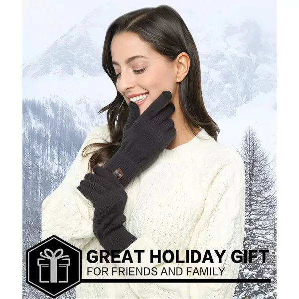 FZ FANTASTIC ZONE Womens Winter Touchscreen Wool Magic Gloves Warm Knit Fleece Lined for WomenDark Grey1