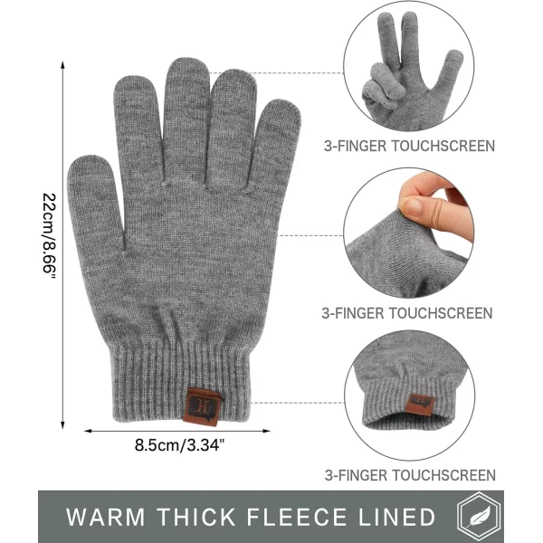 FZ FANTASTIC ZONE Womens Winter Touchscreen Wool Magic Gloves Warm Knit Fleece Lined for WomenGrey
