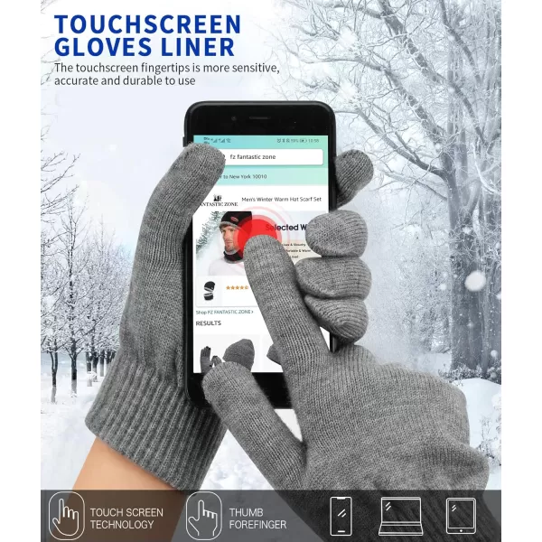 FZ FANTASTIC ZONE Womens Winter Touchscreen Wool Magic Gloves Warm Knit Fleece Lined for WomenGrey