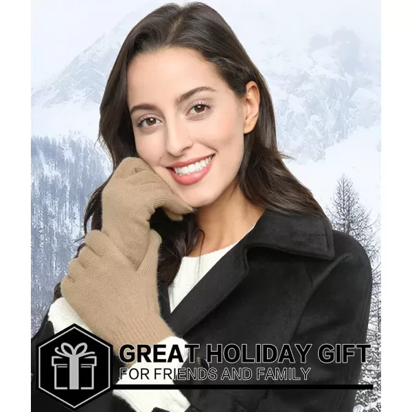 FZ FANTASTIC ZONE Womens Winter Touchscreen Wool Magic Gloves Warm Knit Fleece Lined for WomenKhaki
