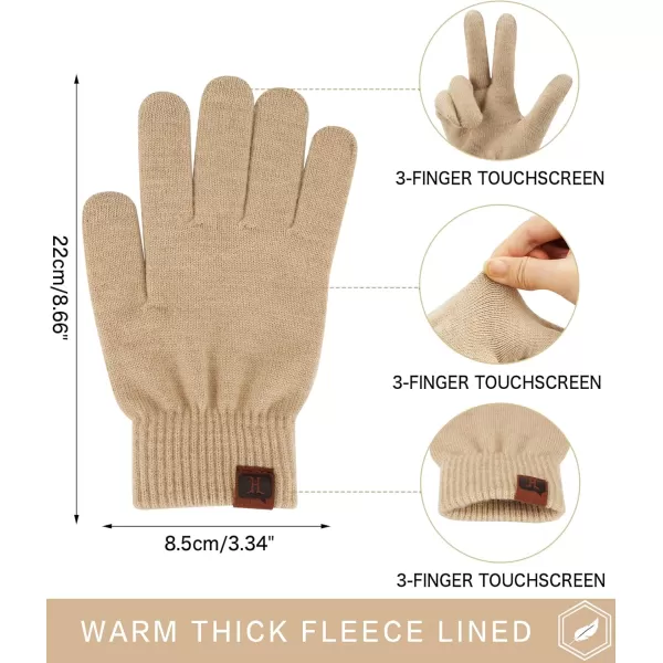 FZ FANTASTIC ZONE Womens Winter Touchscreen Wool Magic Gloves Warm Knit Fleece Lined for WomenKhaki
