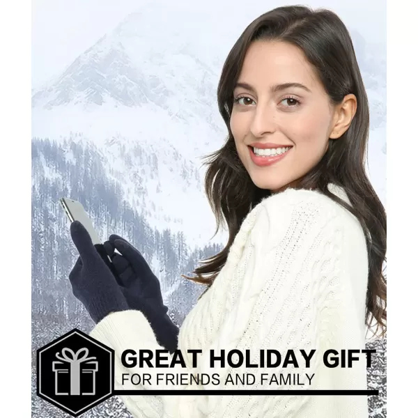 FZ FANTASTIC ZONE Womens Winter Touchscreen Wool Magic Gloves Warm Knit Fleece Lined for WomenNavy Blue