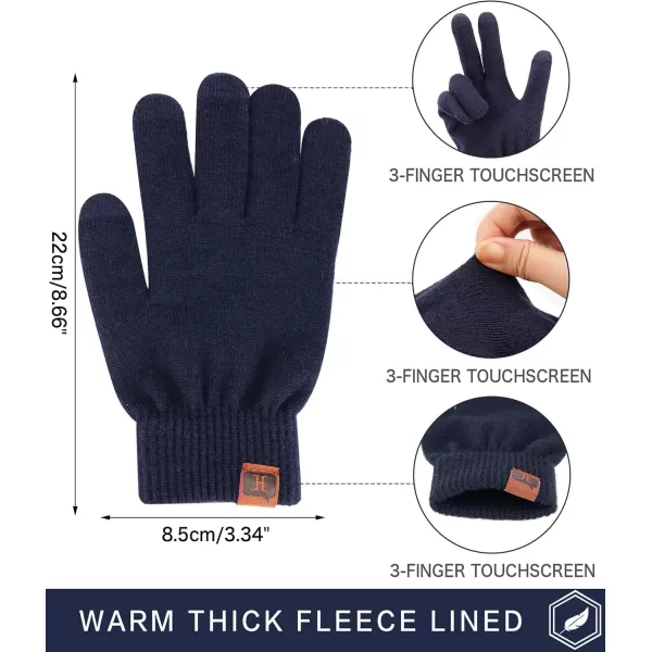 FZ FANTASTIC ZONE Womens Winter Touchscreen Wool Magic Gloves Warm Knit Fleece Lined for WomenNavy Blue
