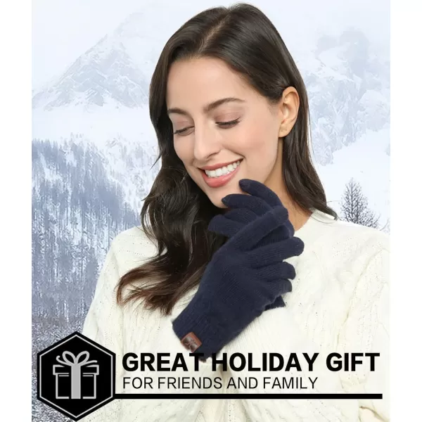 FZ FANTASTIC ZONE Womens Winter Touchscreen Wool Magic Gloves Warm Knit Fleece Lined for WomenNavy Blue