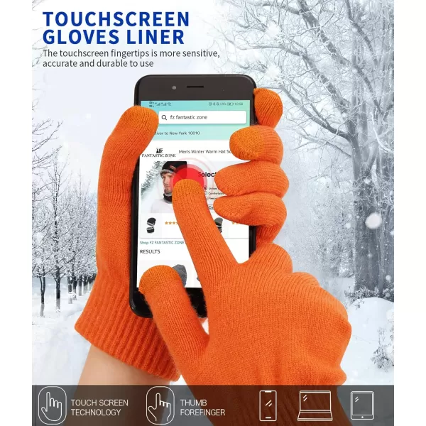 FZ FANTASTIC ZONE Womens Winter Touchscreen Wool Magic Gloves Warm Knit Fleece Lined for WomenOrange1