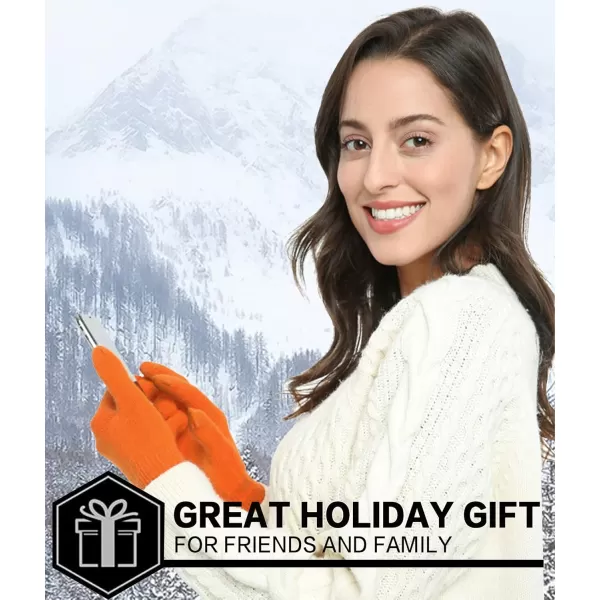 FZ FANTASTIC ZONE Womens Winter Touchscreen Wool Magic Gloves Warm Knit Fleece Lined for WomenOrange1