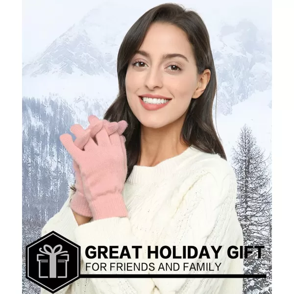 FZ FANTASTIC ZONE Womens Winter Touchscreen Wool Magic Gloves Warm Knit Fleece Lined for WomenPink2