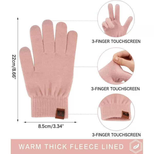FZ FANTASTIC ZONE Womens Winter Touchscreen Wool Magic Gloves Warm Knit Fleece Lined for WomenPink2