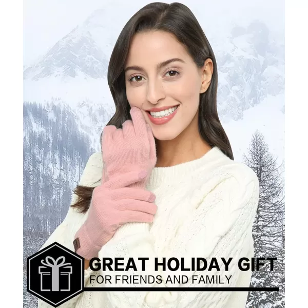 FZ FANTASTIC ZONE Womens Winter Touchscreen Wool Magic Gloves Warm Knit Fleece Lined for WomenPink2
