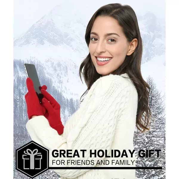 FZ FANTASTIC ZONE Womens Winter Touchscreen Wool Magic Gloves Warm Knit Fleece Lined for WomenRed
